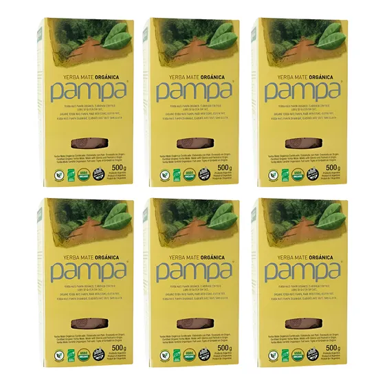 Pack X 6 Yerba Mate Orgánica Pampa 1/2 Kg. Suave