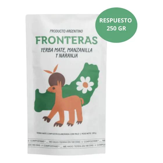Yerba Mate Fronteras Organica 250gr Manzanilla Y Naranja