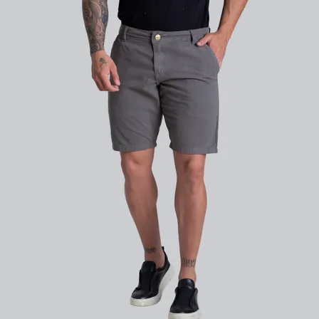 Bermuda Chino Social Sarja Brim Masculina Slim Da Tropez