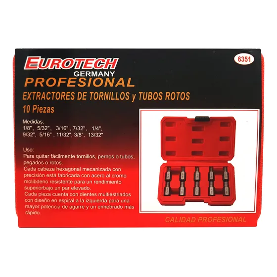 Extractor Tornillo Tubo Roto Barrido - Rosca Izq. - Kit X 10