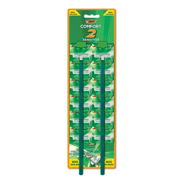 Rastrillo Bic Comfort 2 Sensitive Doble Banda Hombre 12 Pzas