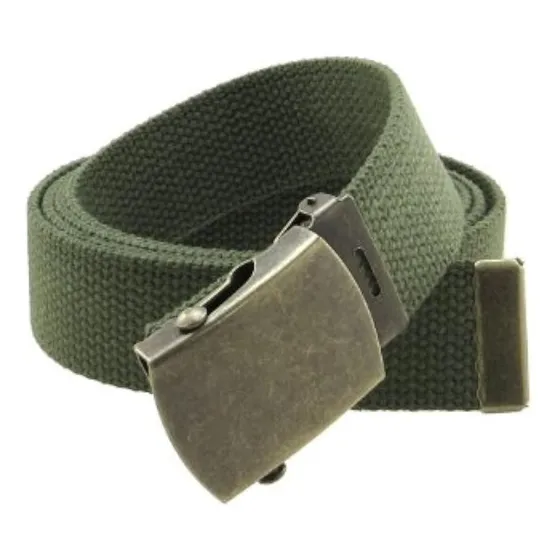 Cinturón De Lienzo, Estilo Militar Con Hebilla De