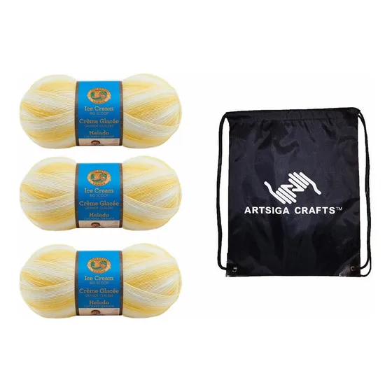 Ovillo Lana Para Tejer Helado Cuchara Merengue Limon Fabrica