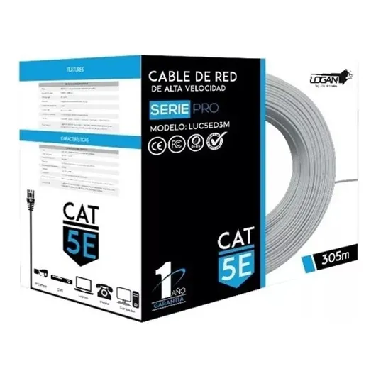 Cable Utp Cat 5e Bobina 305 Mts Rj45 Cctv Redes Seguridad