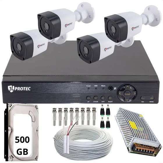 Kit Cftv 4 Câmeras Segurança Jl Protec Dvr 4 Canais Com Hd