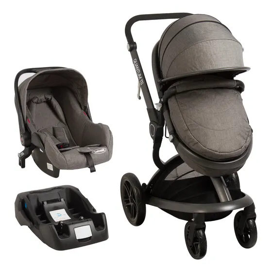 Coche de paseo travel system Bebesit Quantum gris con chasis color negro