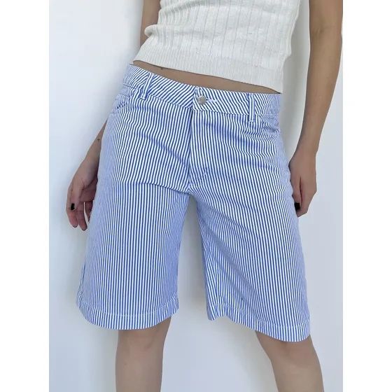 Bermuda Gabardina Rayada Varios Colores Mujer Marca Loca
