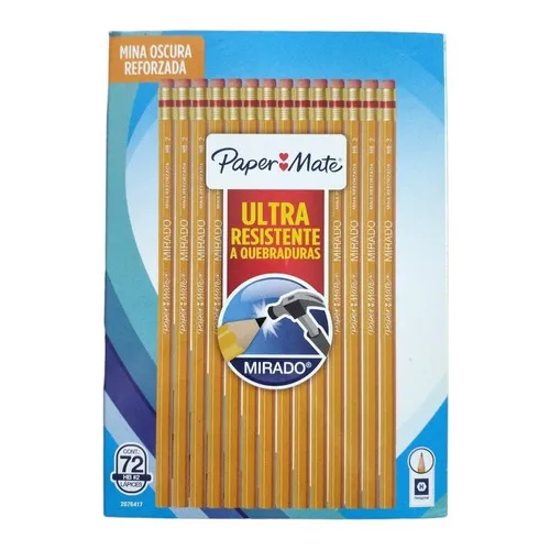 Lápiz Grafito Paper Mate Mirado No. 2 Hexagonal Caja 72 Pzs
