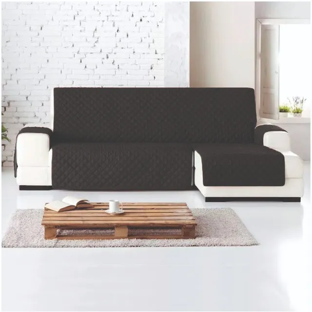 Protector Sofa L Derecha Chaise Longue Normal Negro - Gris