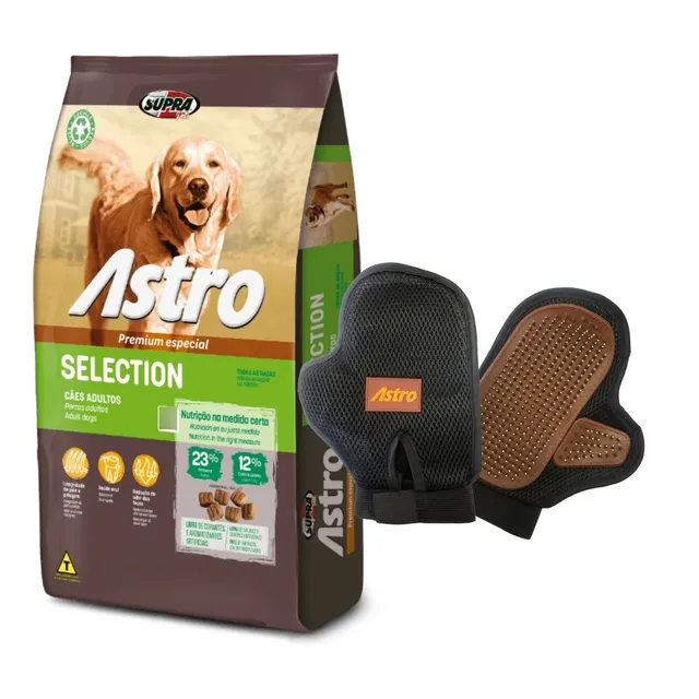 Astro Adultos Selection Perro 17 Kg + Manopla Quitapelo