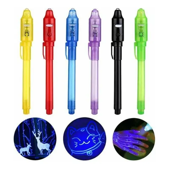 Lapicera Bolígrafo Tinta Invisible Con Luz Colores Ohmyshop