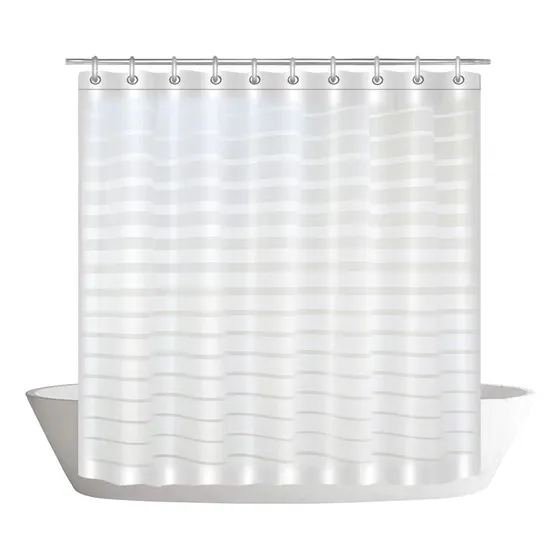 Cortina De Baño Rayada 180 X 180 Cm Con Accesorios