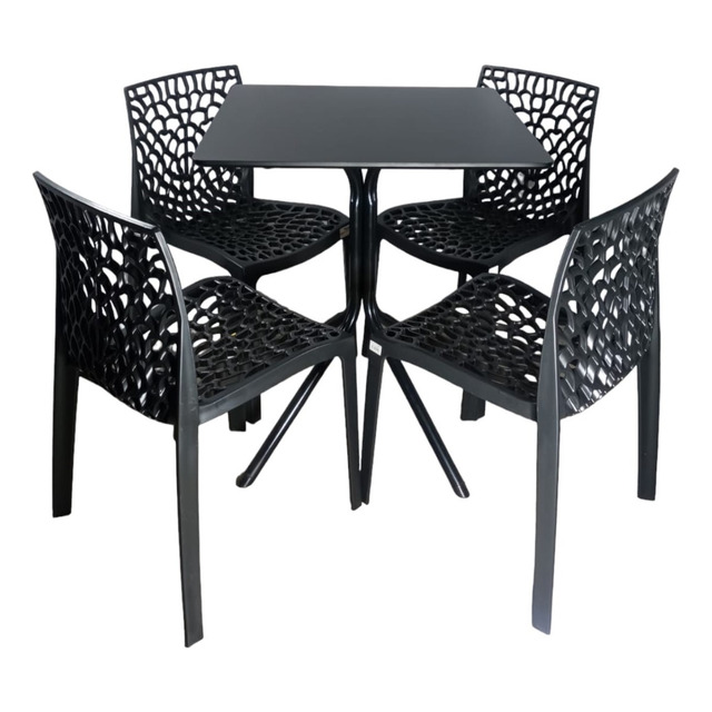Conjunto De Mesa 70x70 Moderno Com 4 Cadeiras Gruvyer Preta Conjunto De Mesa 70x70 Moderno Com 4 Cadeiras Gruvyer Preta