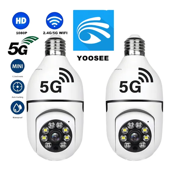 Kit 2 Câmera Lâmpada Ip Wifi 5g Segurança 360 Espiã Yoosee