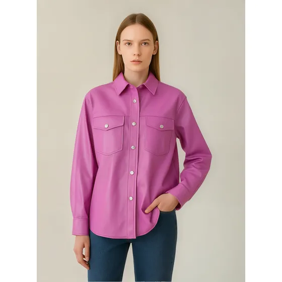Camisaco Rubi Fashion Mujer Eco Cuero Negro