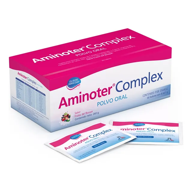 Aminoter Complex, Nutrición Para El Cabello, Uñas Y Piel Sabor Frutos Rojos