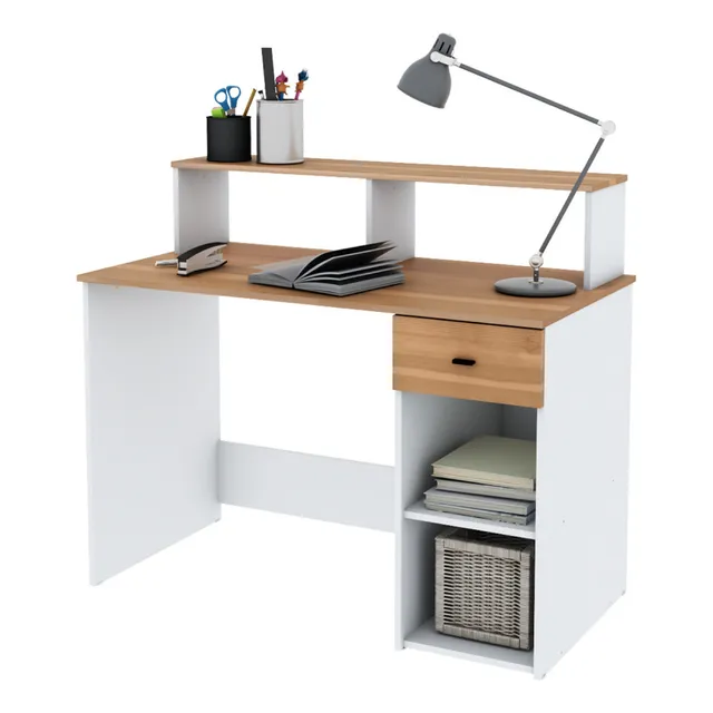 ESCRITORIO CON ALZADA SC1270 CENTRO ESTANT COLOR BLANCO