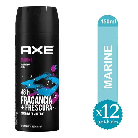 Pack Desodorante Axe Marine 150ml X 12 Unid - Ma