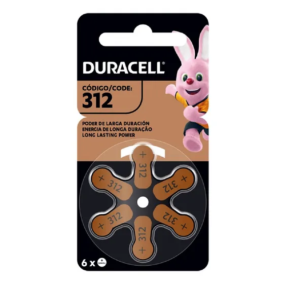 Bateria do aparelho auditivo Duracell tamanho 312 Blister x6uD
