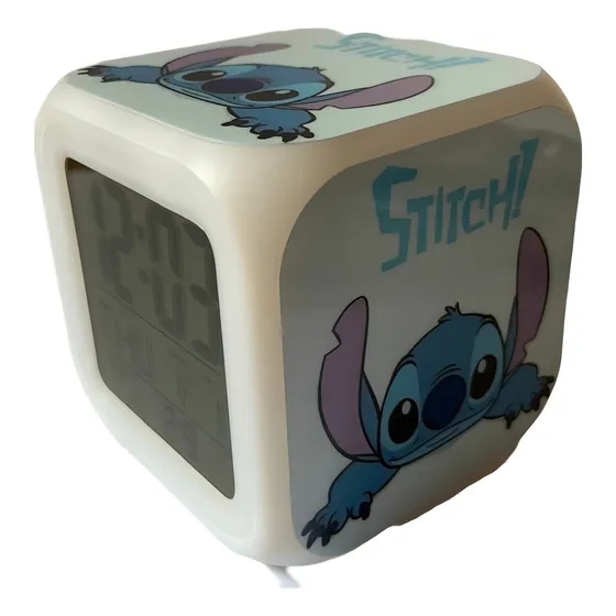 Relogio Despertador Digital Lilo Stitch Com Luz De Led 0