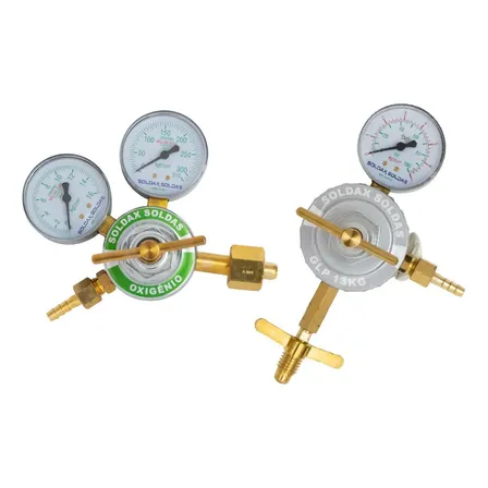 Kit Manômetro Regulador Pressão Oxigênio GLP 13kg IMP Latão