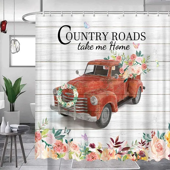 Feierman Cortina Ducha Estilo Granja Diseño Flor Para Camion