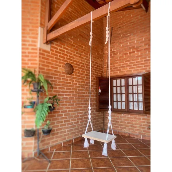 Balanço Suspenso Fazenda Decoração De Ambientes Sacadas Cor Palha