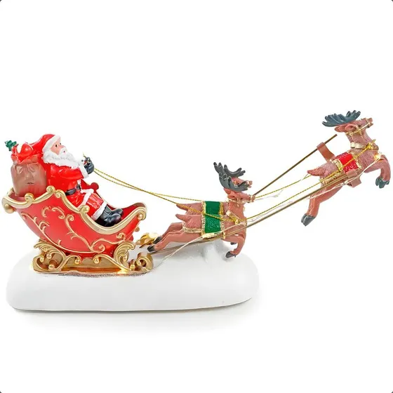 Papai Noel Decoracao Natal Luxo Treno Iluminado Led E Renas
