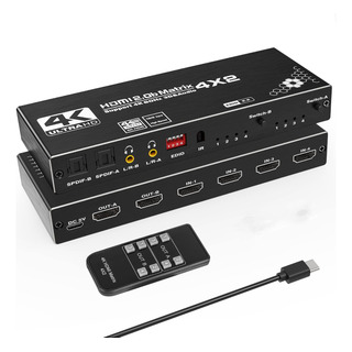 Matriz Hdmi 4x2 Switch Splitter 4k Spdif Extractor Audio Matriz Hdmi 4x2 Switch Splitter 4k Spdif Extractor Audio