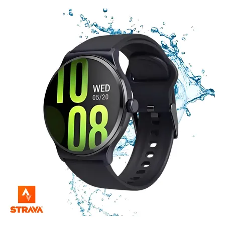 Smartwatch Strava Compativel iPhone Samsung Xiaomi Motorola Azul-escuro - Preto Espacial Silicone Preto Blue - Azul Espacial