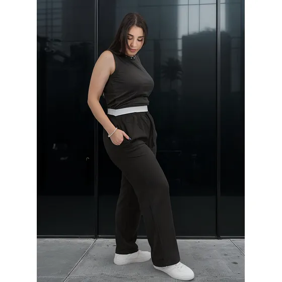 Pantalón Lino Liso Cintura Conelástico Poplin Talle Especial
