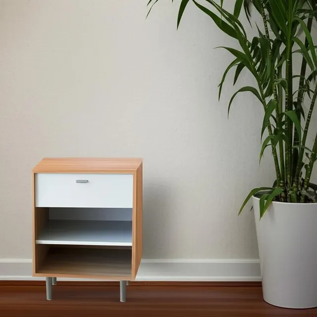 MESA DE LUZ 1 CAJON CENTRO ESTANT MLE10P PARAISO ACABADO MATE COLOR MARRÓN CLARO