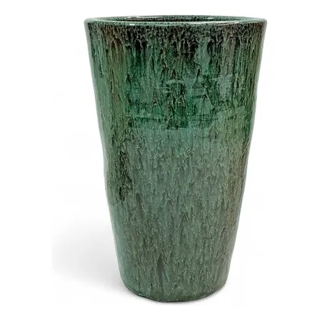 Vaso Esmaltado A:70cm L:40cm Ce9146g Verde C/ Efeito Verde C/ Efeito