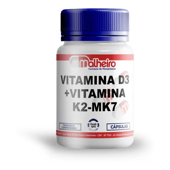 Vitamina D3 5.000 Ui + Vitamina K2 Mk7 120mcg 120 Cápsulas