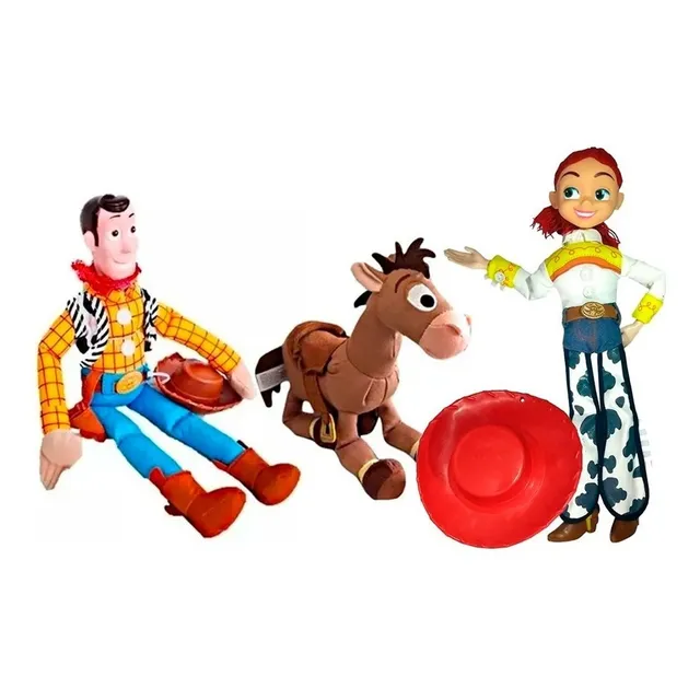 Set X3 Peluche Muñeco Woody Jessie Toy Story + Tiro Blanco