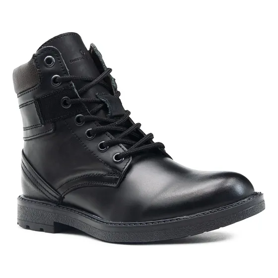 Bota Piel Negro Ajuste Cierre Christian Gallery Para Hombre