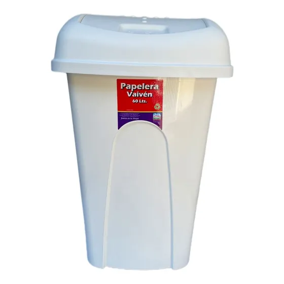 Papelera De Basura 60lts Vaiven Alfahogar Blanca