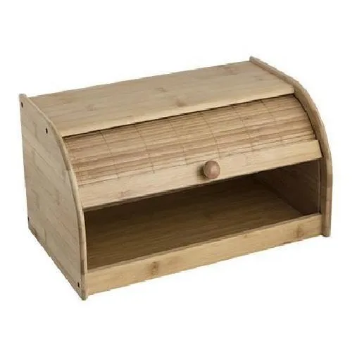 Porta Pães Tampa Retrátil Inteiro Bambu Ecologico Mimo Style Cor Marrom
