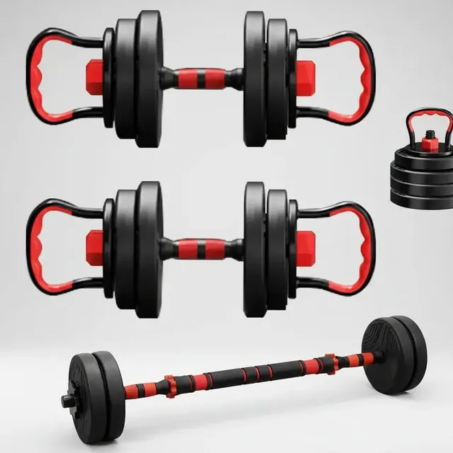Kit Halteres 6 Em 1 Peso Musculação 15kg Ajustável