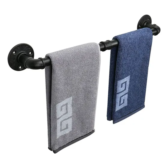Toallero Industrial Base Tubo Toalla Baño Pared Cocina Negro