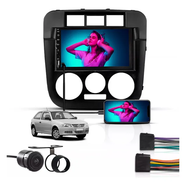 Kit Central Multimidia 2din Mp5 Bt Espelha Volkswagen Gol G4