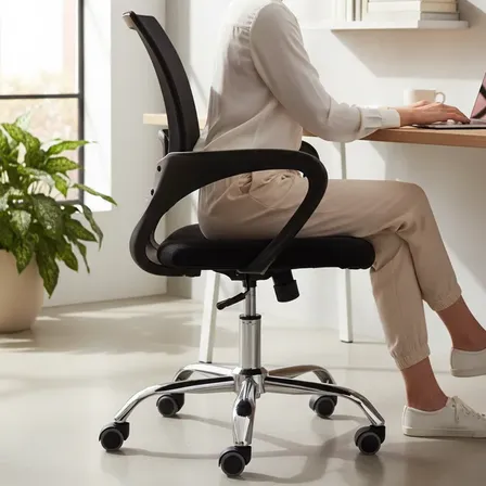 Cadeira De Escritório Eq Acess Ergonômica H.office Até 120kg Preto/cromado Espuma Confortável