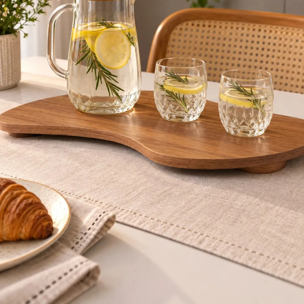 Bandeja Decorativa Orgânica Em Mdf 62cm Freijó Mesa Posta Freijó Bandeja Decorativa Orgânica Em Mdf 62cm Freijó Mesa Posta Freijó