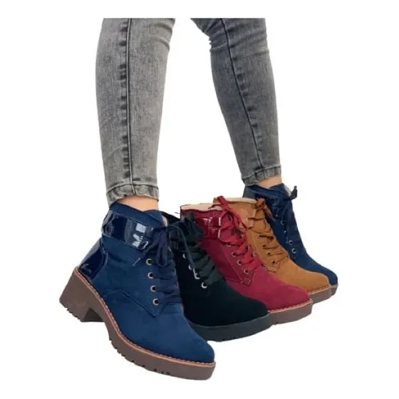 Botines Tacon Medio En Gamuza Para Dama