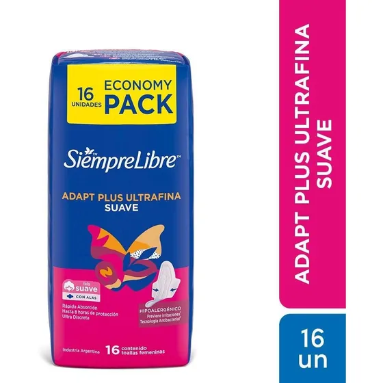 Siempre Libre Adapt Plus Suave Toallas Femeninas 16 Uds