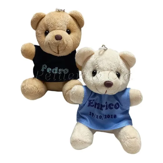 Mini Urso De Pelúcia 9cm C/ Roupa E Nome Estampada - Jg12pçs
