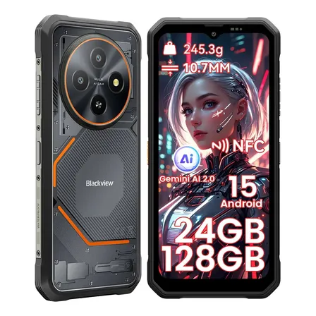 Celulares Blackview Fort 2 Celular Robusto Ip68/ip69k 24 Gb De Ram (8+16) 128 Gb De Rom + 2 Tb Tf Celulares Battery 5000 Mah Android 15 10.7 Mm Ultradelgado Negro