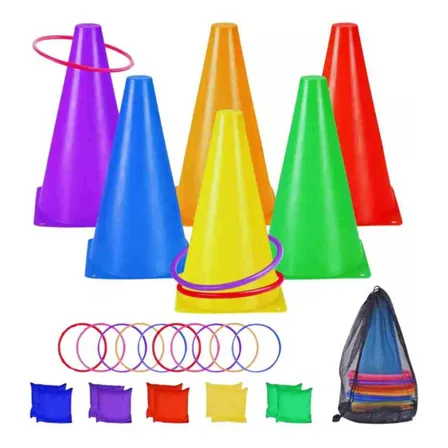 Kit De Conos Entrenamiento De 23cm + 10 Bolsas De Arena + 10 Aros Agilidad Thermalstar