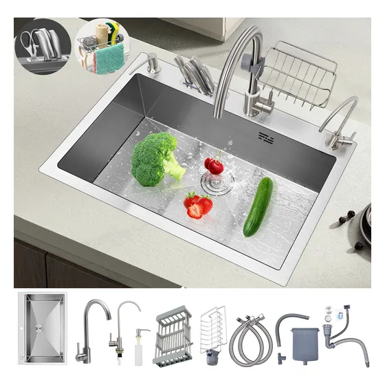 Fregadero 304de Cocina De Acero Inoxidablecon Accesorio80x45