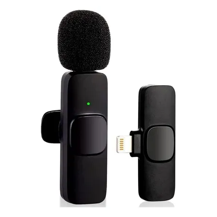Micrófono Inalámbrico Solapa Para iPhone Lightning My-7300 Color Negro